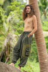 Harem Pants - Stonewashed Swirl Pocket - Green