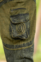 Harem Pants - Stonewashed Swirl Pocket - Green