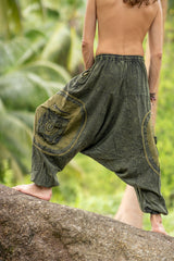 Harem Pants - Stonewashed Swirl Pocket - Green