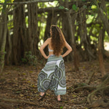 Green & White Mandala Harem Pants – Lightweight Rayon Yoga Trousers | Boho Festival & Hippie Style