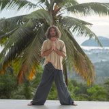 Grey Hemp Cotton Thai Fisherman Pants – Tall Boho Yoga Trousers