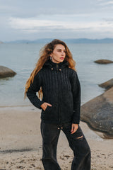 Wool Jacket - Ribbed Top - Charcoal