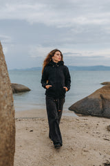 Wool Jacket - Ribbed Top - Charcoal