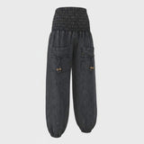 Cotton Stonewashed High Cut Harem Pants - Various Colours
