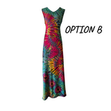 Teal pink and orange tie dye maxi dress