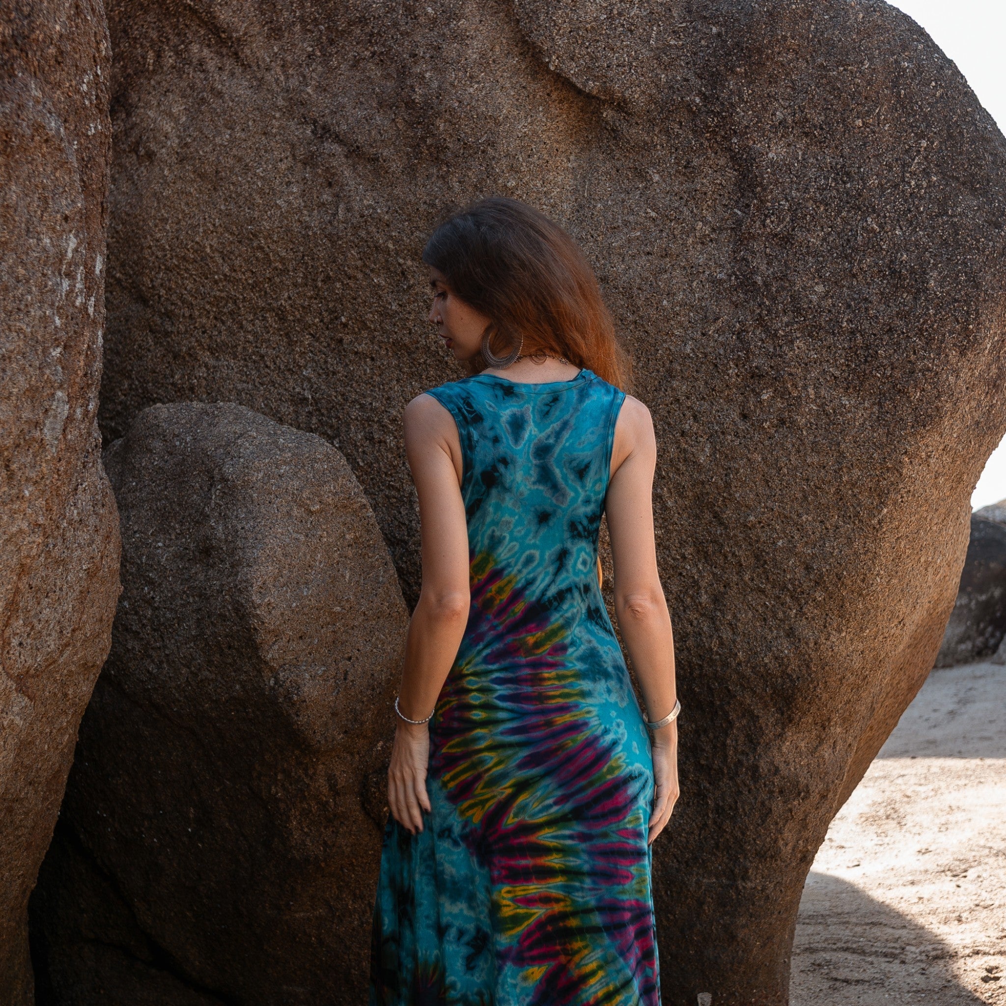 Back of stretchy boho summer festival dress