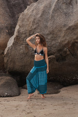 Harem Pants - Striped - Blue/Black