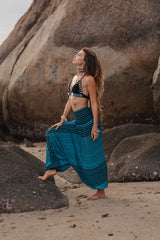 Harem Pants - Striped - Blue/Black