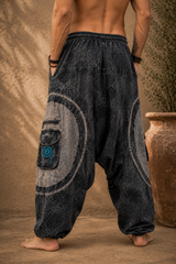 Harem Pants - Stonewashed Symbols - Grey