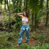 White Mandala High Cut Harem Pants - Turquoise