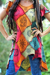 Stonewashed Earthy Tone Pixie Hem Top | Boho Festival Top