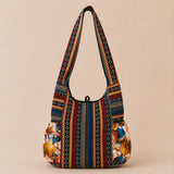 Large Multicolour Boho Cotton Shoulder Bag – Bee & Floral Print