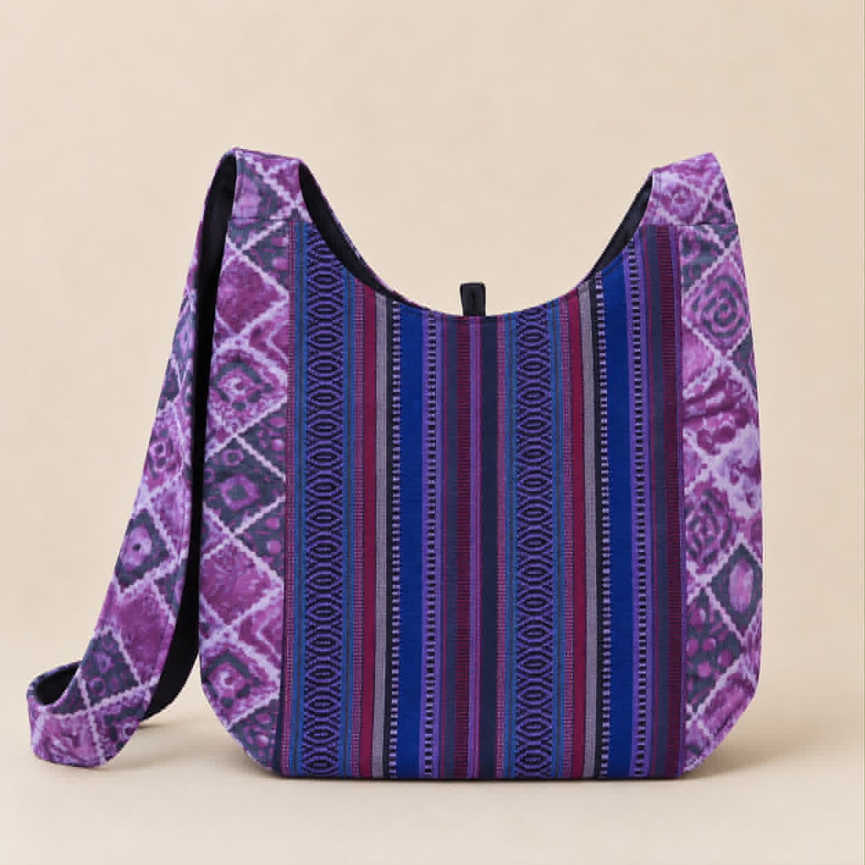 Large Purple Psychedelic Paisley Boho Hippie Shoulder Bag