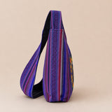 Large Purple Psychedelic Sun Face Cotton Shoulder Bag