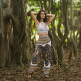 White Mandala High Cut Harem Pants - Brown