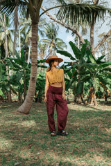 High Crotch Harem Pants - Intricate Mandala - Maroon