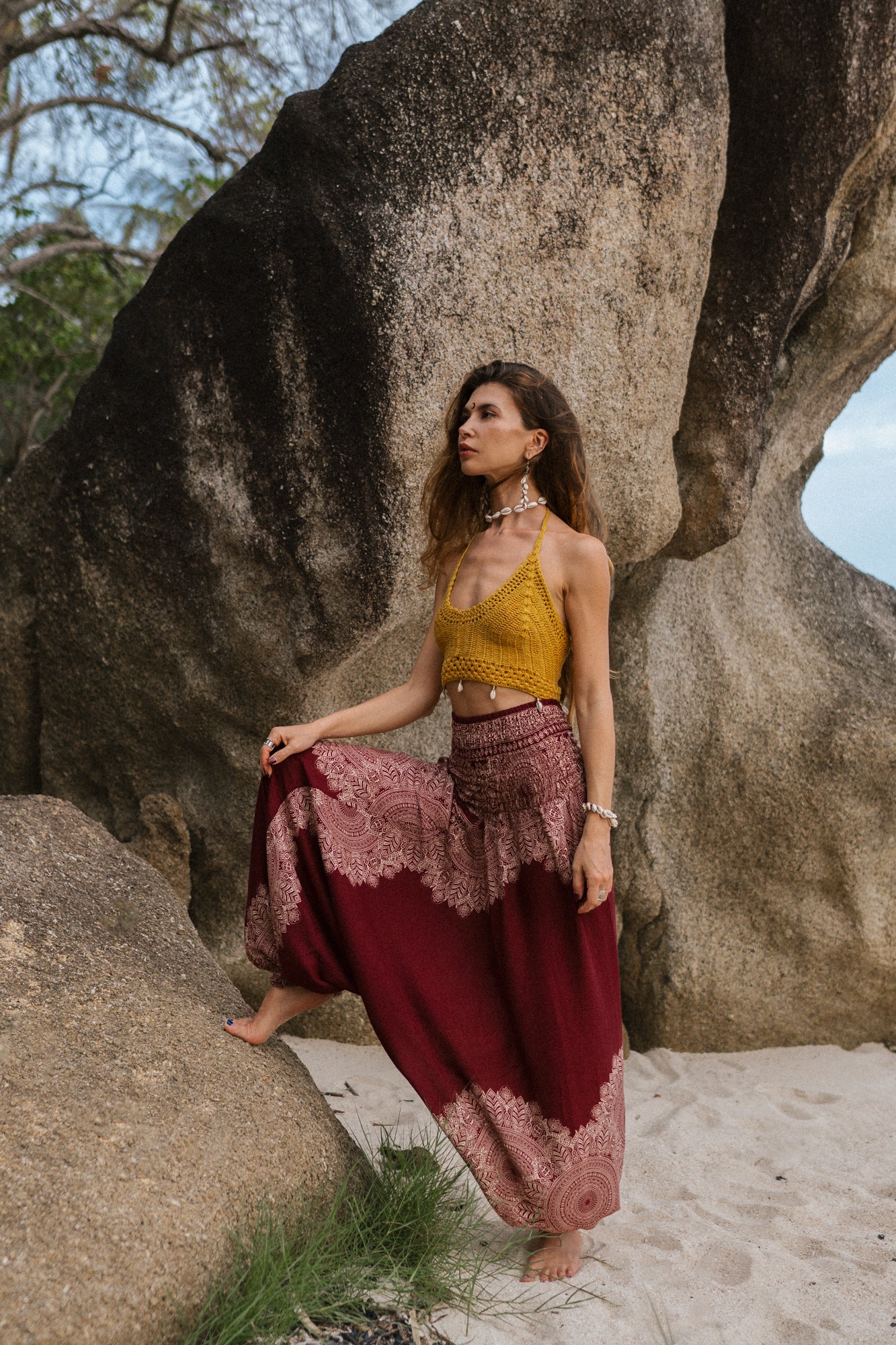 Harem Pants - Plain Mandala - Maroon