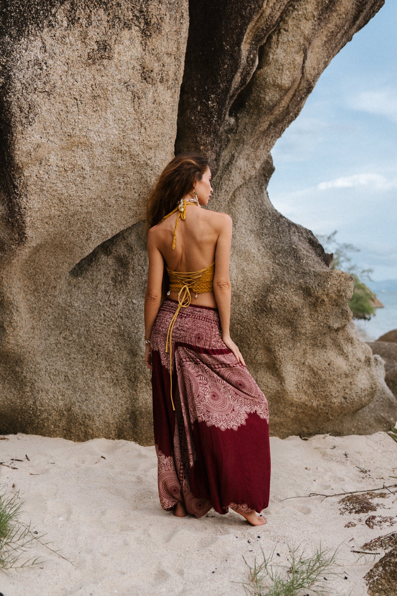 Harem Pants - Plain Mandala - Maroon