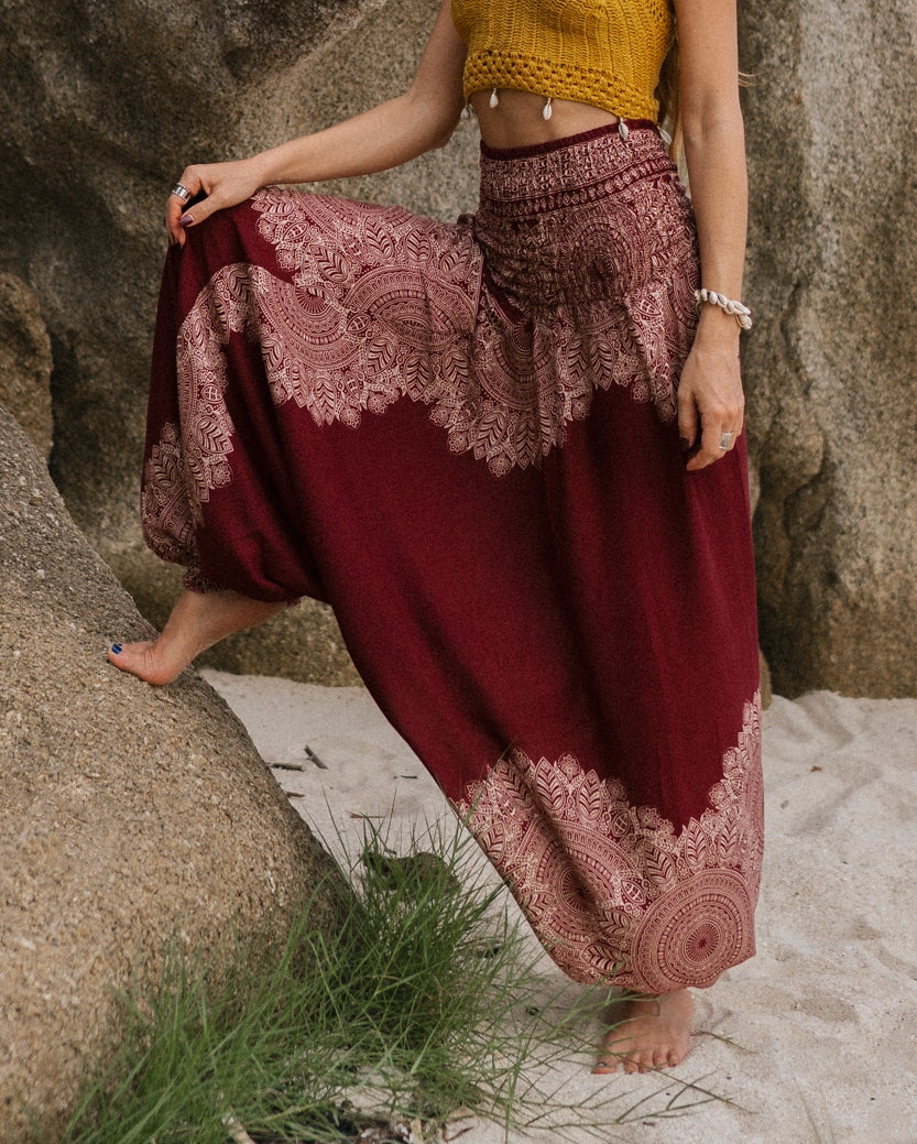 Harem Pants - Plain Mandala - Maroon