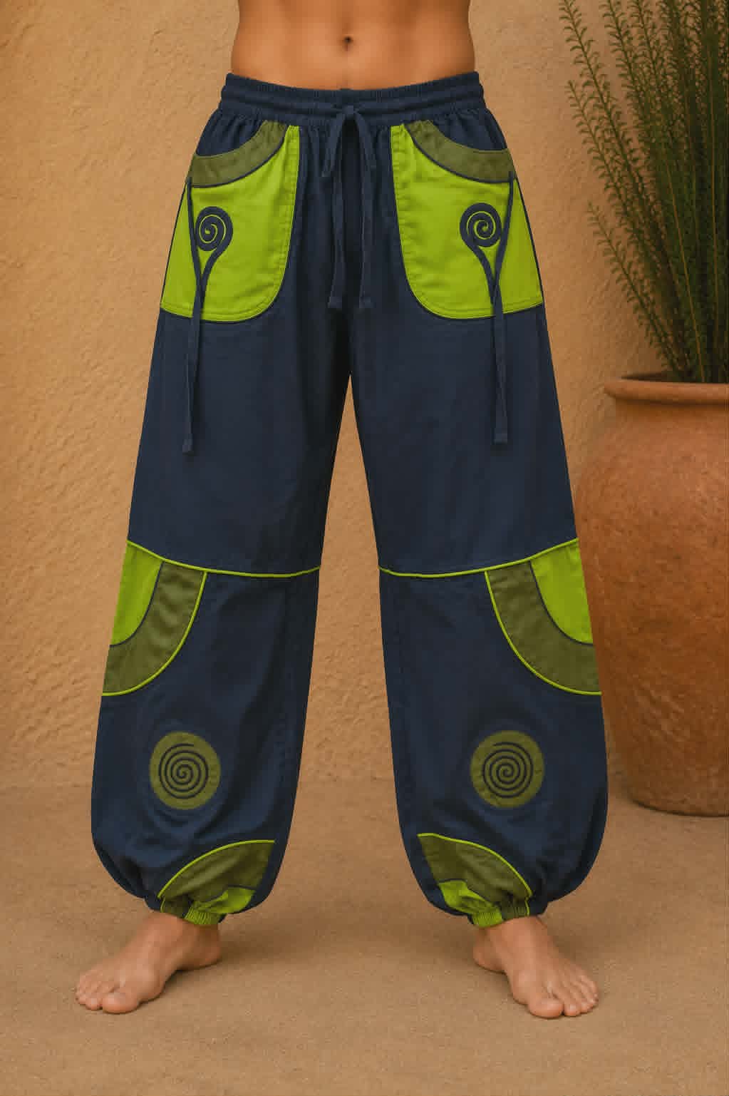 Men's Baggy Cotton Trousers – Patchwork Spiral