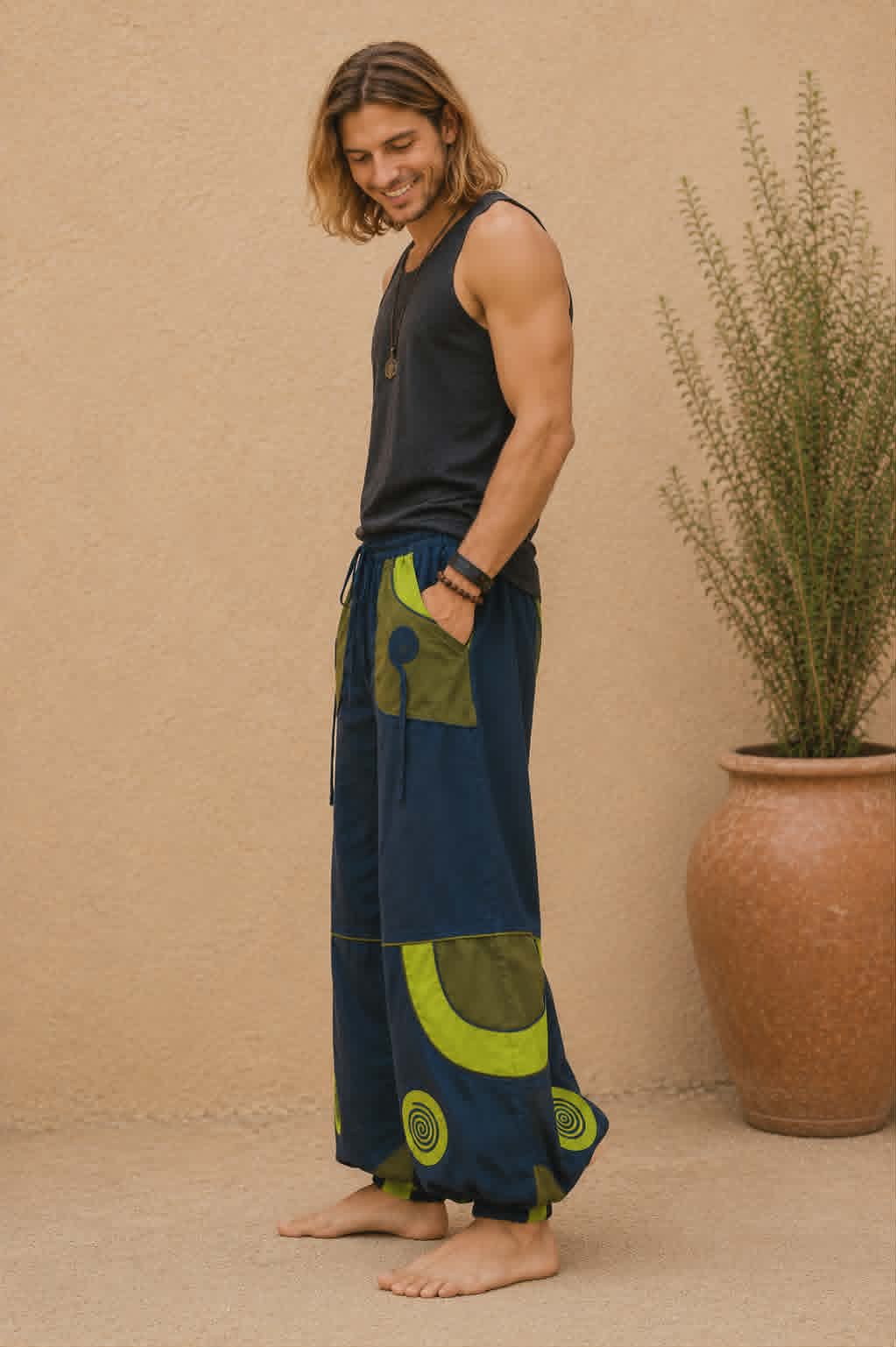 Men's Baggy Cotton Trousers – Patchwork Spiral