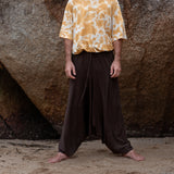 Men’s Cotton Harem Pants – Solid Brown | Boho Yoga Festival Trousers