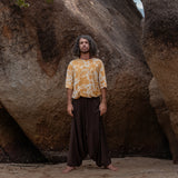 Men’s Cotton Harem Pants – Solid Brown | Boho Yoga Festival Trousers