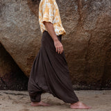 Men’s Cotton Harem Pants – Solid Brown | Boho Yoga Festival Trousers