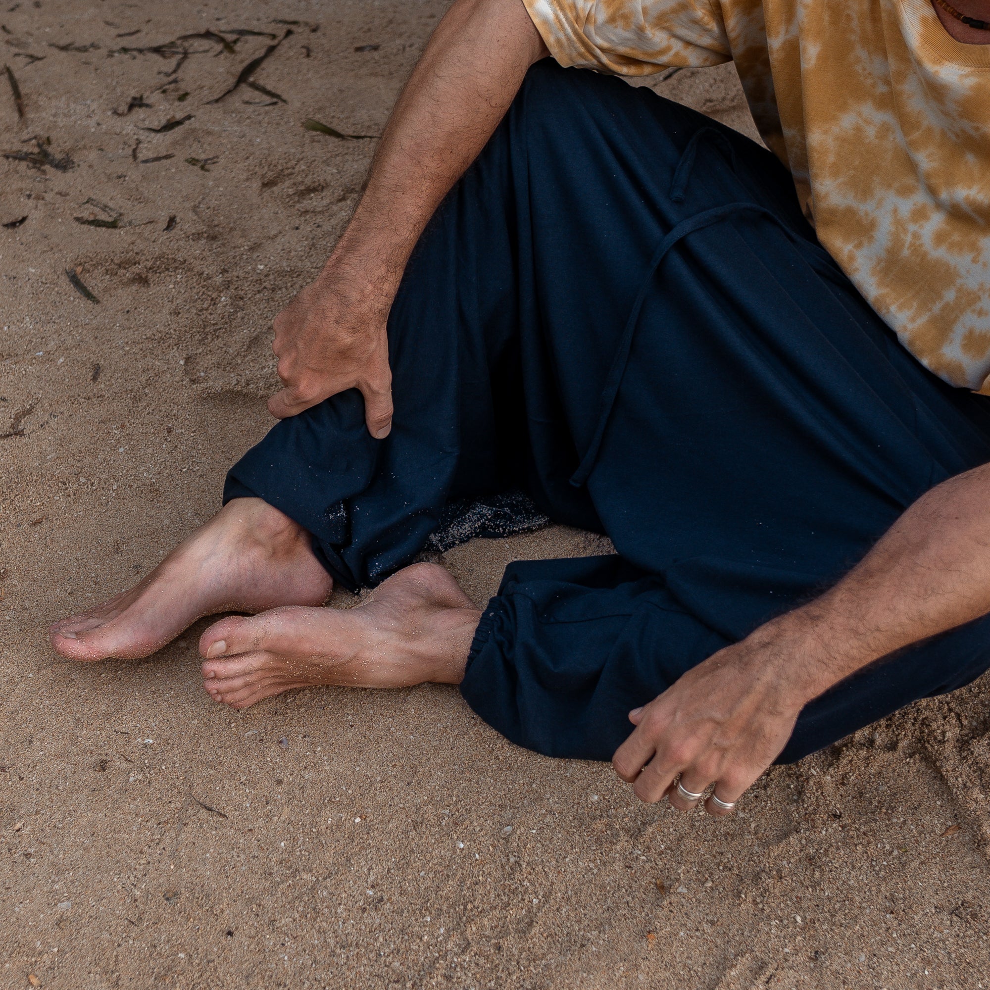 Men’s Cotton Harem Pants – Solid Navy Blue | Boho Yoga Festival Trousers