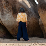 Men’s Cotton Harem Pants – Solid Navy Blue | Boho Yoga Festival Trousers