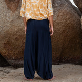 Men’s Cotton Harem Pants – Solid Navy Blue | Boho Yoga Festival Trousers
