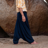 Men’s Cotton Harem Pants – Solid Navy Blue | Boho Yoga Festival Trousers