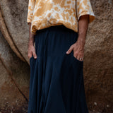 Men’s Cotton Harem Pants – Solid Navy Blue | Boho Yoga Festival Trousers