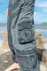 Harem Pants - Stonewashed Swirl Pocket - Grey
