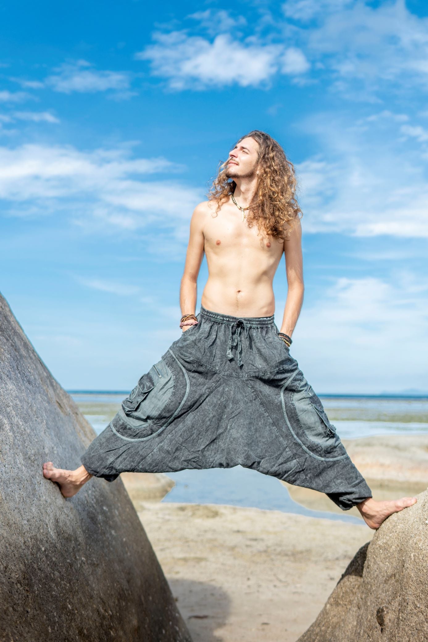 Harem Pants - Stonewashed Swirl Pocket - Grey