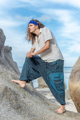 Harem Pants - Stonewashed Swirl Pocket - Blue