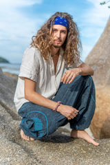 Harem Pants - Stonewashed Swirl Pocket - Blue