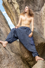 Harem Pants - Stonewashed Swirl Pocket - Navy Blue