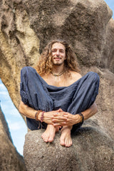 Harem Pants - Stonewashed Swirl Pocket - Navy Blue