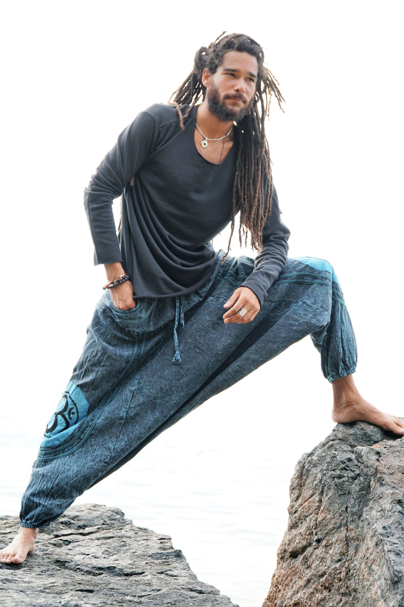 Harem Pants - Stonewash Ohm - Blue