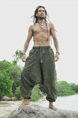 Harem Pants - Stonewashed Ohm - Green
