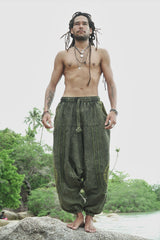 Harem Pants - Stonewashed Ohm - Green