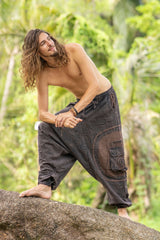 Harem Pants - Stonewashed Swirl Pocket - Brown