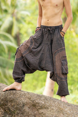 Harem Pants - Stonewashed Swirl Pocket - Brown