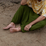 Men’s Cotton Harem Pants – Solid Green | Boho Yoga Festival Trousers