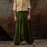 Men’s Cotton Harem Pants – Solid Green | Boho Yoga Festival Trousers