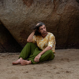 Men’s Cotton Harem Pants – Solid Green | Boho Yoga Festival Trousers