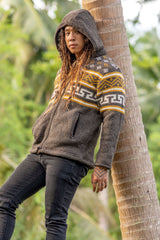 Wool Jacket - Aztec Pattern - Brown