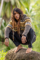 Wool Jacket - Aztec Pattern - Brown