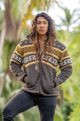 Wool Jacket - Aztec Pattern - Brown